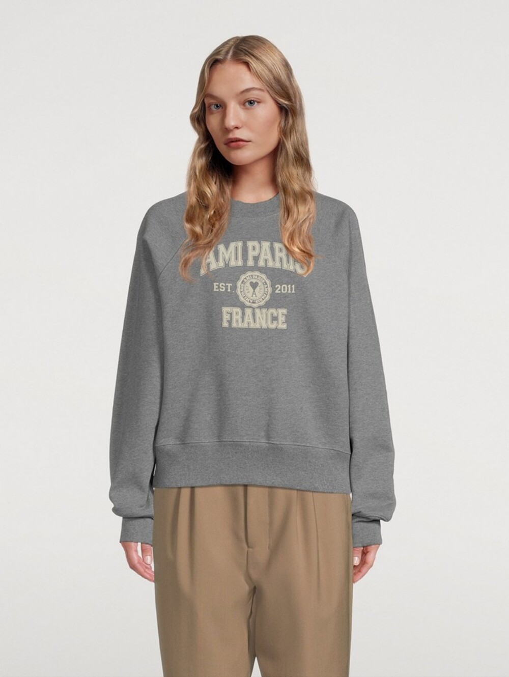 AMI PARIS Grey 'Ami Paris France' Logo Sweatshirt XS (oversized) Excellent Cond
